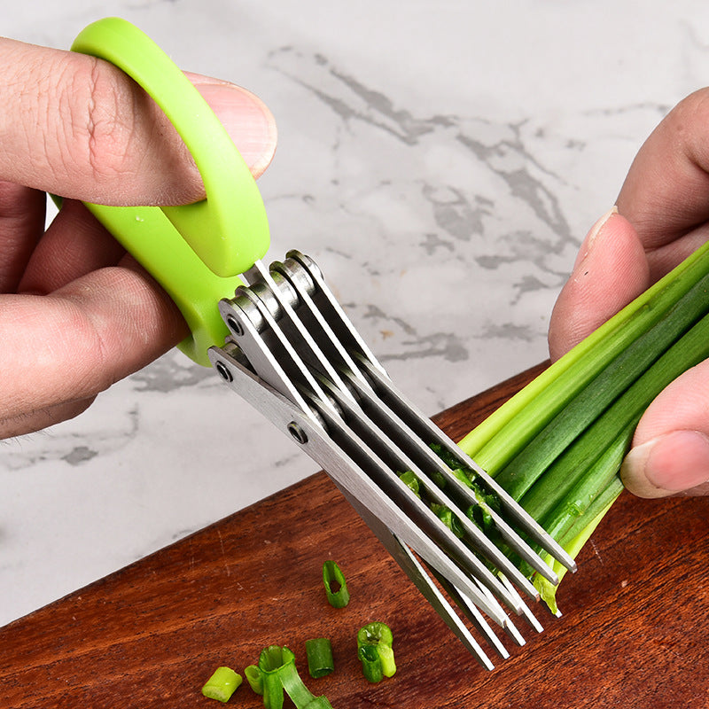 Kitchen scissors stainless steel multi-layer multi-functional chopped green onion scissors three to five layer creative food supplement scissors household vegetable scissors