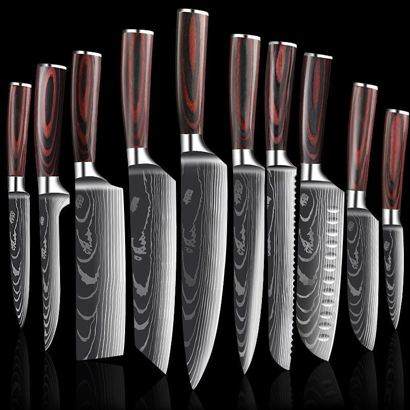 Laser Pattern Western-style Chef Knife Kitchen Knife Sande Knife Damascus Pattern Chef Knife Kitchen Knife suit