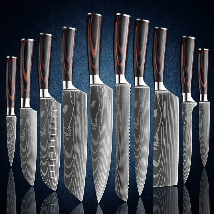 Laser Pattern Western-style Chef Knife Kitchen Knife Sande Knife Damascus Pattern Chef Knife Kitchen Knife suit