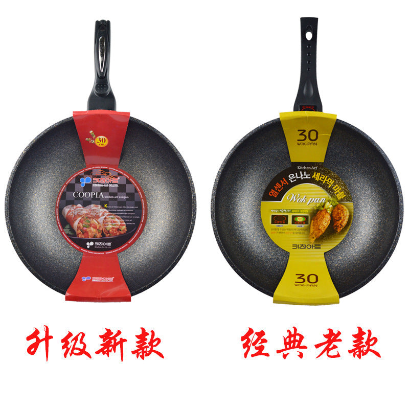 Korean Kitchenart Imported Medical Stone Non-Stick Pan Deepened and Thickeneded Induction Cooker Dual-Use Frying Spoon Imported Pot