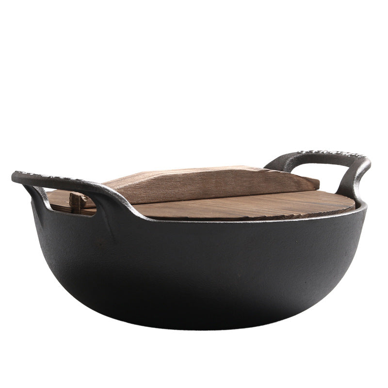 Cast Iron Ingot Pot Thickened Stew Pot Small Wok Household Uncoated Raw Iron Pot Old-fashioned Soup Pot Universal for Induction Cooker