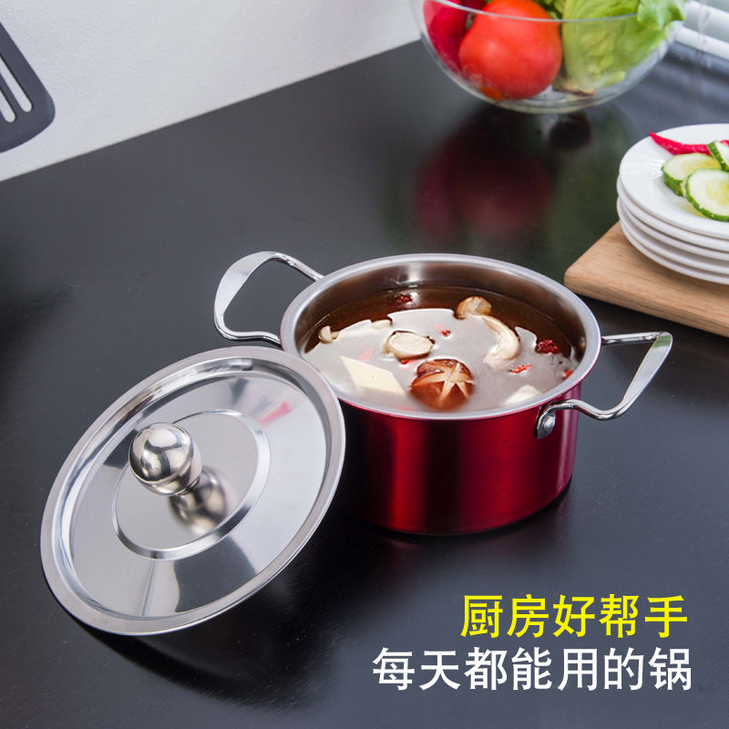 Cross-border pot suit Southeast Asia color pot set household colorful stainless steel Soup Pot Three-Piece Gift Set pot