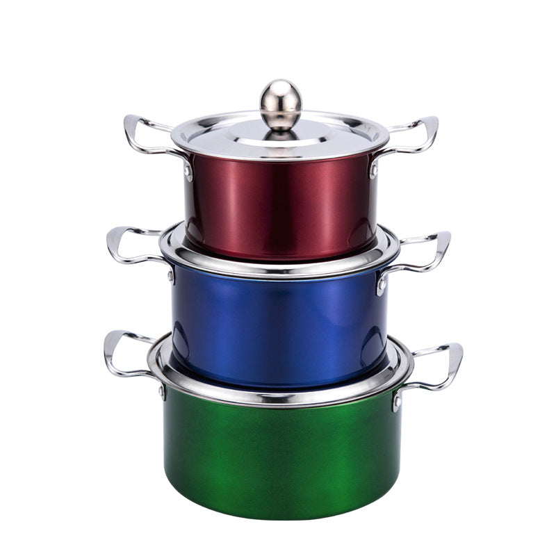 Cross-border pot suit Southeast Asia color pot set household colorful stainless steel Soup Pot Three-Piece Gift Set pot