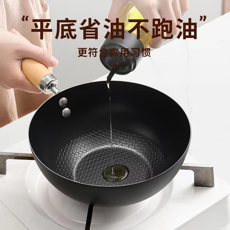 Small iron pot 20cm Japanese-style mini household uncoated flat cooking pot induction cooker suitable for small wok