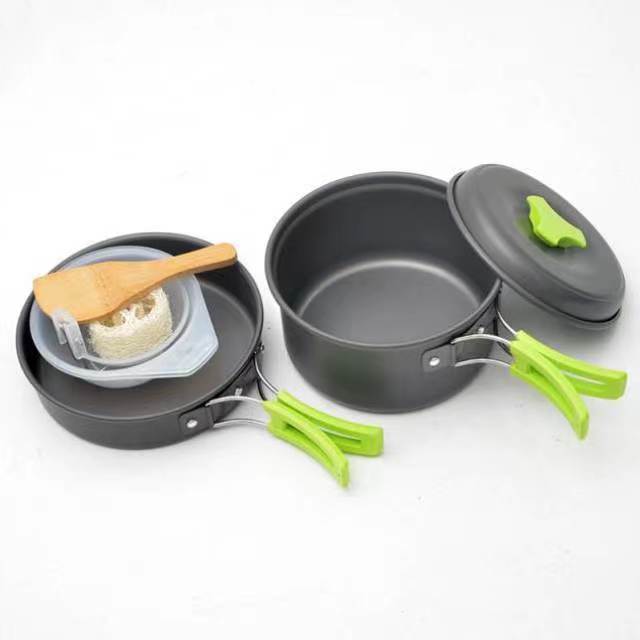 Factory wholesale DS200 set of pots for 1-2 people outdoor camping oxidized aluminum picnic Pot cookware combination