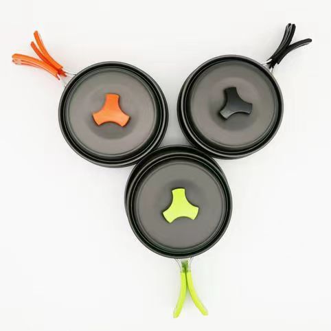 Factory wholesale DS200 set of pots for 1-2 people outdoor camping oxidized aluminum picnic Pot cookware combination