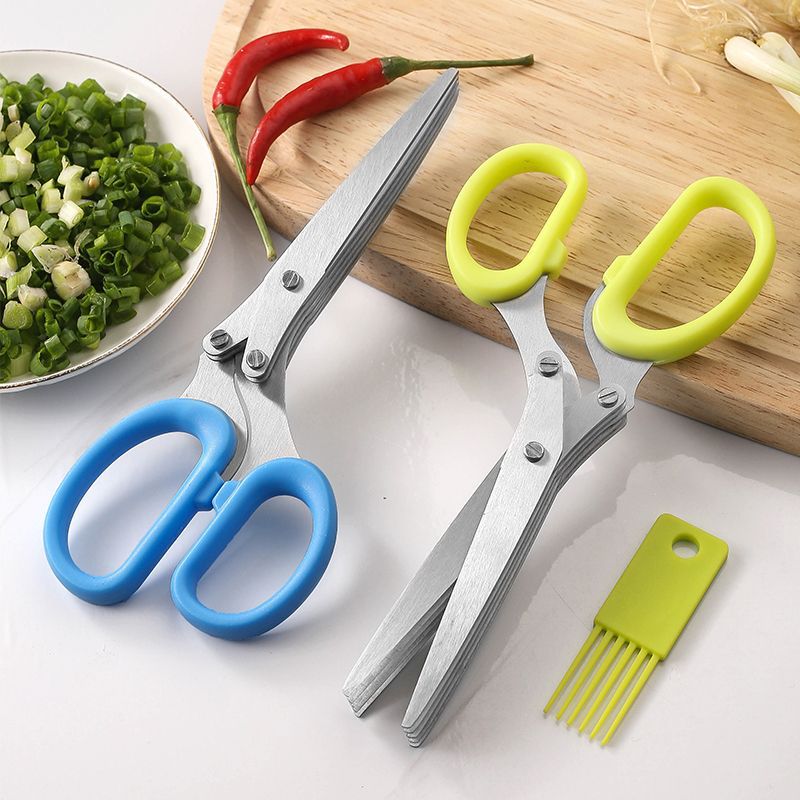 Five-layer onion scissors oblique stainless steel onion scissors paper scissors seaweed food scissors household kitchen multi-layer scissors