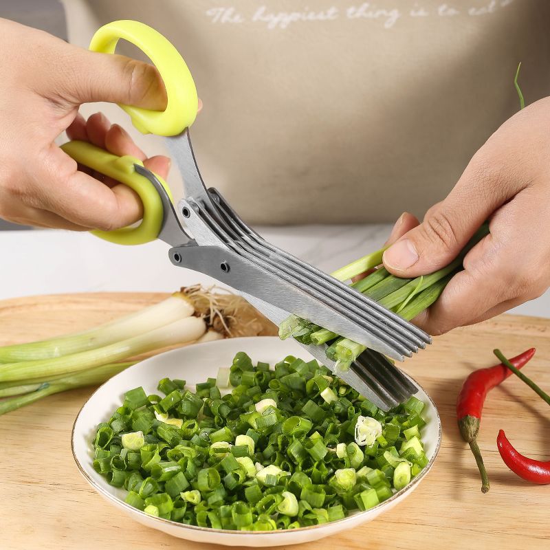 Five-layer onion scissors oblique stainless steel onion scissors paper scissors seaweed food scissors household kitchen multi-layer scissors