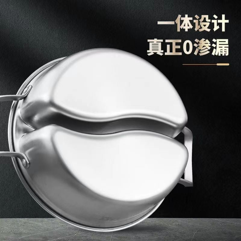 Thickened Stainless Steel One-Piece Dual-Handle Hot Pot with Compartments for Commercial Use, Suitable for Home Use and Induction Cookers