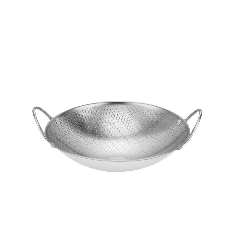 Stainless Steel Pot Dry Pot Seafood Wok Hotel Commercial Alcohol Stove Thickened Honeycomb Small Hot Pot Flat Bottom Bar Ding