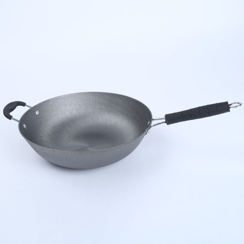 Wok wholesale New generation cast iron wok flat flat bottom round bottom uncoated cast iron wok wholesale