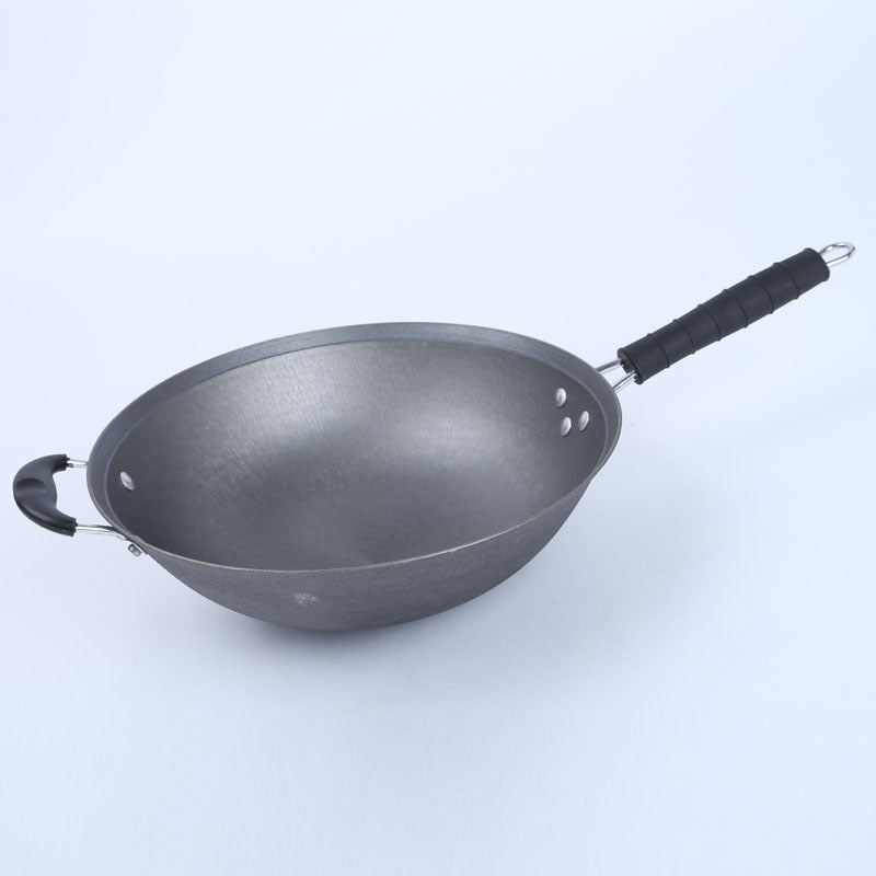 Wok wholesale New generation cast iron wok flat flat bottom round bottom uncoated cast iron wok wholesale