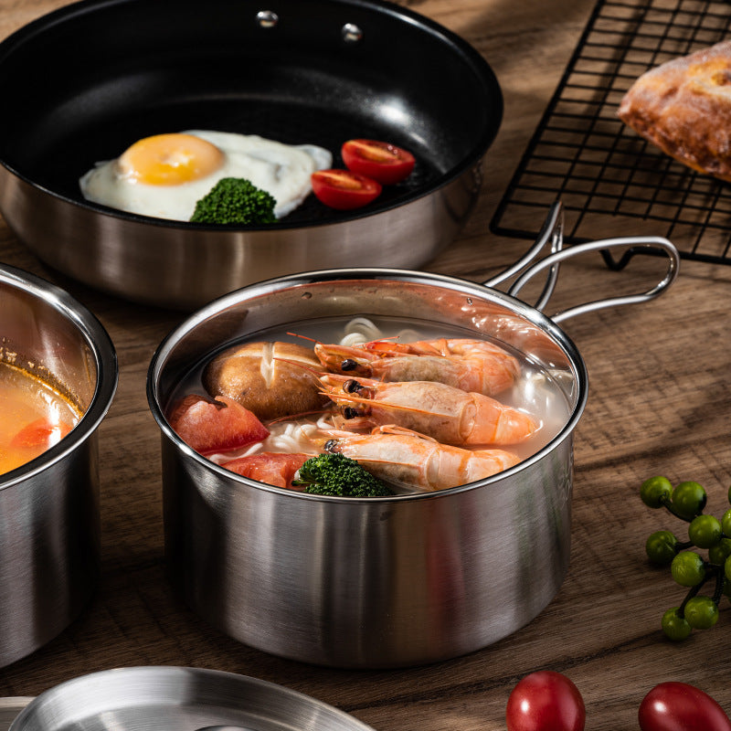 Outdoor 304 Stainless Steel Folding Cookware Set Camping Picnic Frying and Cooking All-In-One Outdoor Pot Portable Hiking Supplies