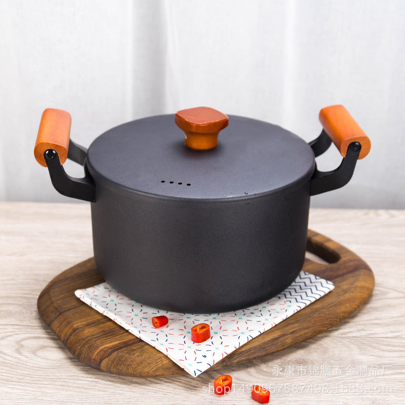 Three-Piece Gift wok flat bottom non-stick old-fashioned iron pot household soup pot steamer multi-functional breakfast frying pan wholesale