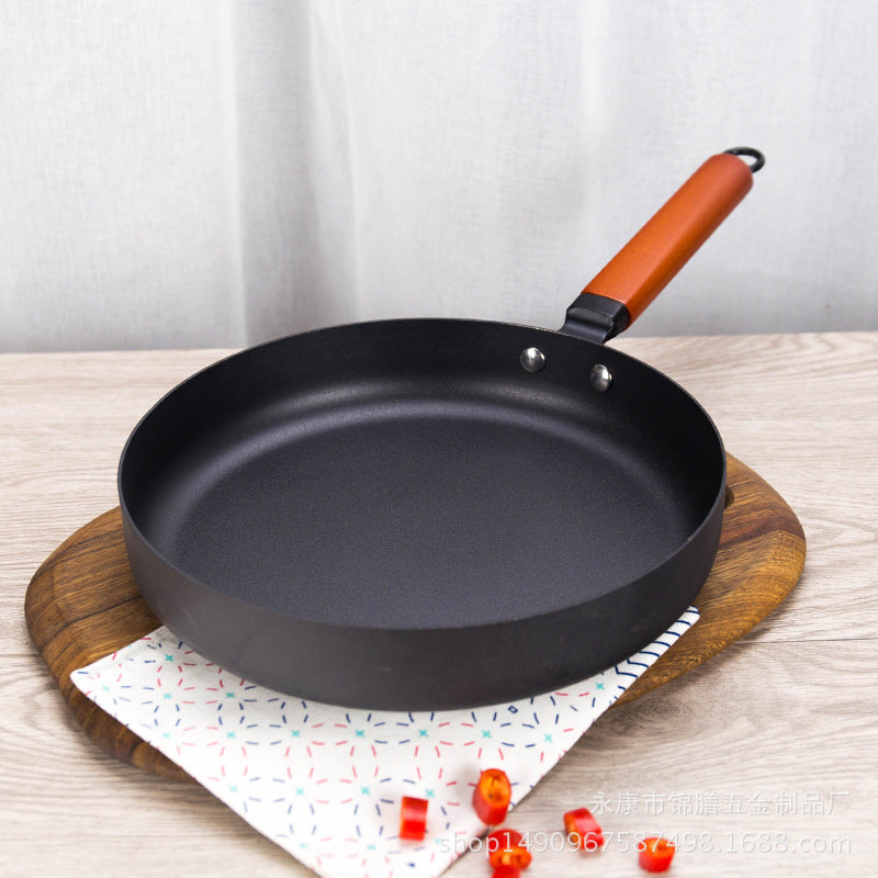 Three-Piece Gift wok flat bottom non-stick old-fashioned iron pot household soup pot steamer multi-functional breakfast frying pan wholesale