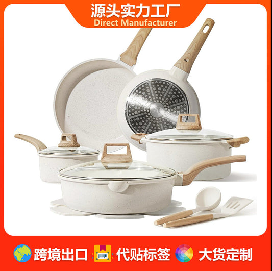 Granite Non-stick Pot suit Milk Pot Soup Pan Frying Pan Pan Cookware suit Cooking Kit Cross Border