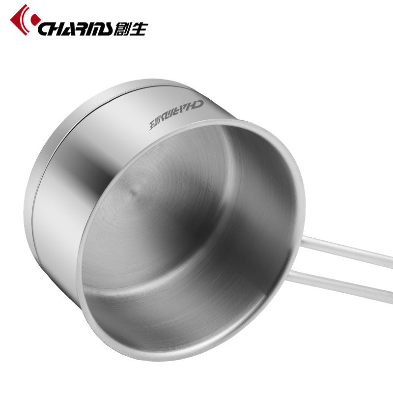 Chuangsheng 304 Stainless Steel Double Bottom Thickeneded Cut Out Handle Milk Pot Kidsren's Food Supplement Pot Household Soup Pot Cooking Pot Can Be Oem