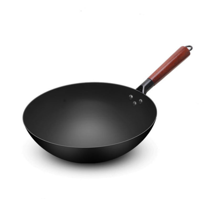 Wow Traditional Iron Wok, Fine Iron Household Frying Pan, Non-Stick Pan, Nitrided Uncoated Gas Stove Suitable for Cooking