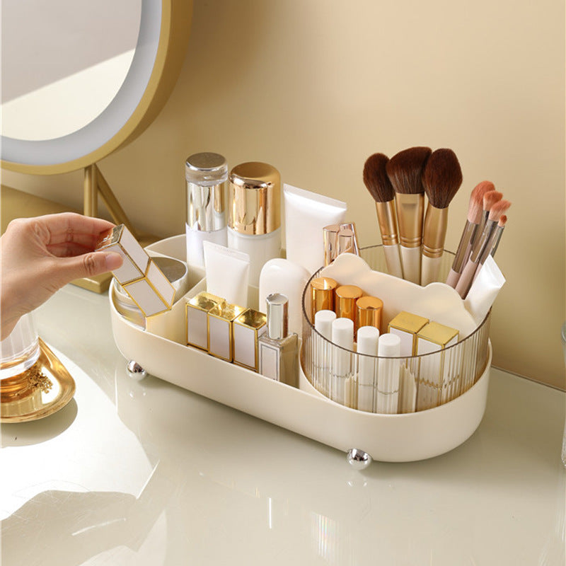 Desktop Rotating Cosmetic Brush Storage Container Cosmetic Storage Box Storage Rack Dressing Table Pen Container Storage Integrated Cabinet