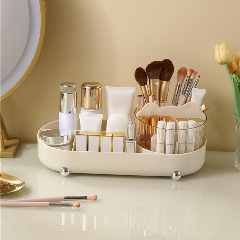 Desktop Rotating Cosmetic Brush Storage Container Cosmetic Storage Box Storage Rack Dressing Table Pen Container Storage Integrated Cabinet
