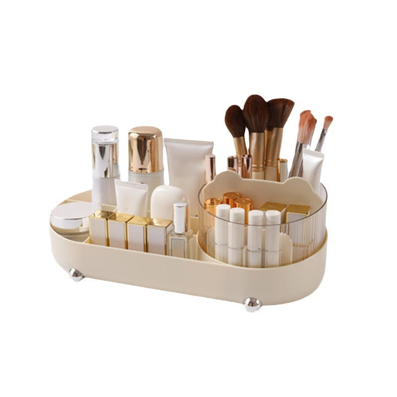 Desktop Rotating Cosmetic Brush Storage Container Cosmetic Storage Box Storage Rack Dressing Table Pen Container Storage Integrated Cabinet