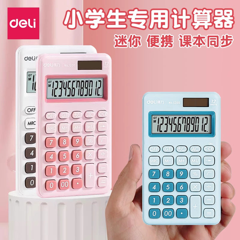 Deli Calculator Primary School Children's Electronic Calculation Mini Portable High-value small size Office Commercial Palm