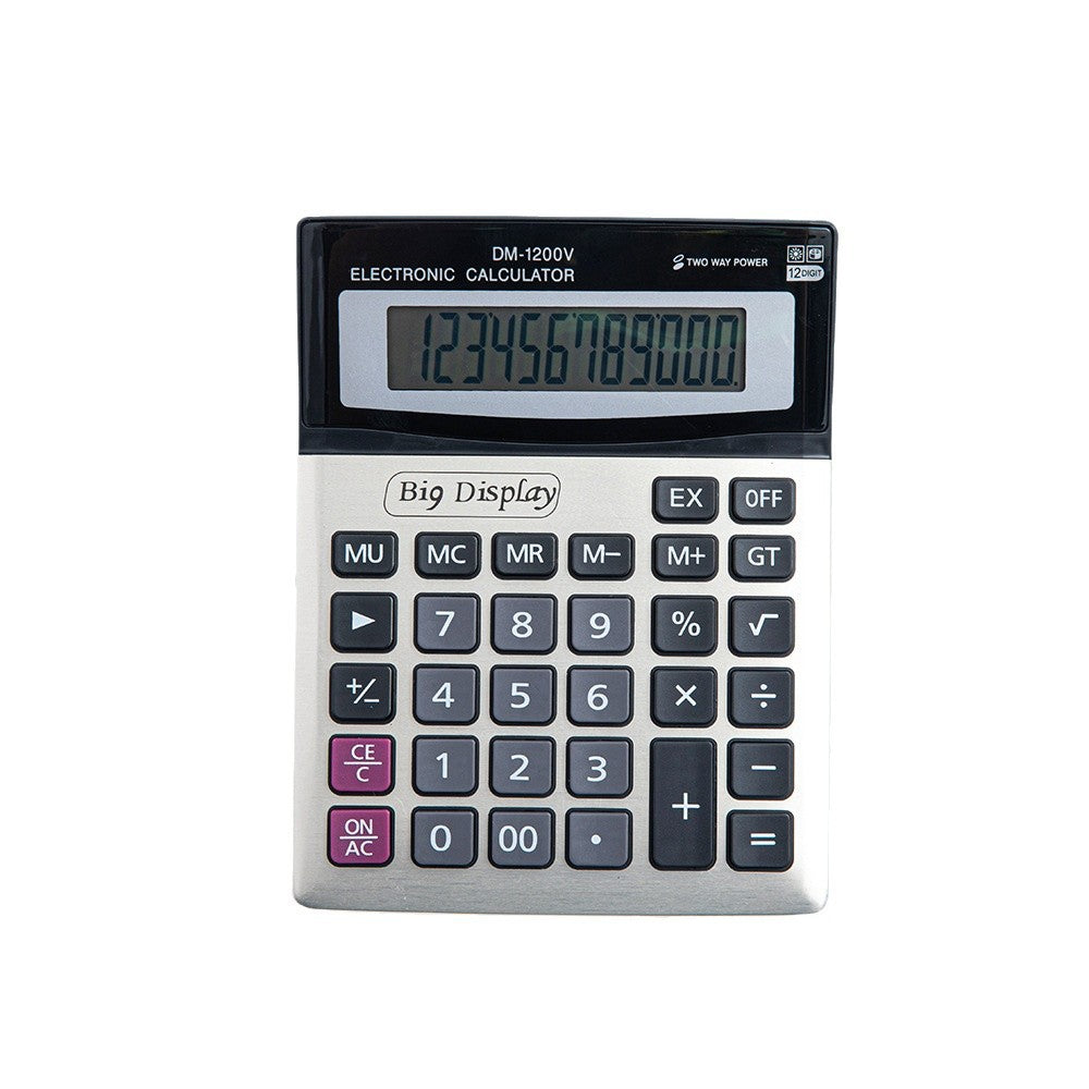 Large Screen 1200V Large Buttons 12-Bit Aluminum Metal Calculator Desktop Financial Office Supplie