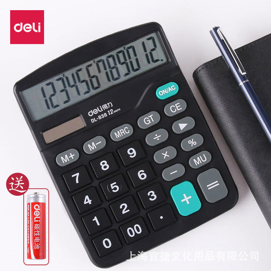 Deli 0838 Dual Power Calculator Daily Business Office Desk Type Solar Large Simple Computer