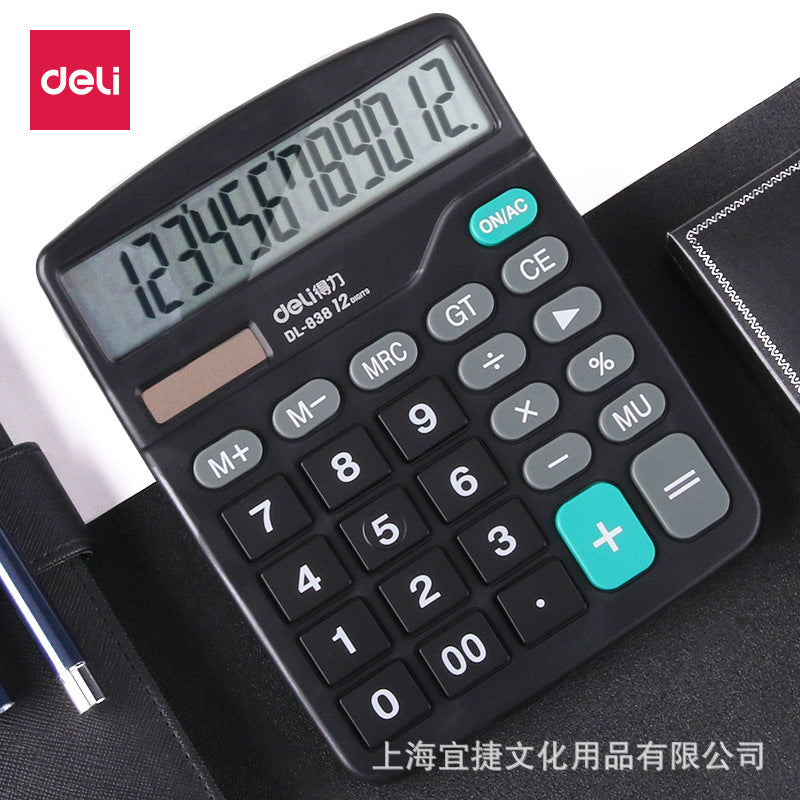 Deli 0838 Dual Power Calculator Daily Business Office Desk Type Solar Large Simple Computer