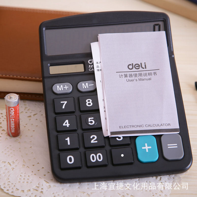 Deli 0838 Dual Power Calculator Daily Business Office Desk Type Solar Large Simple Computer