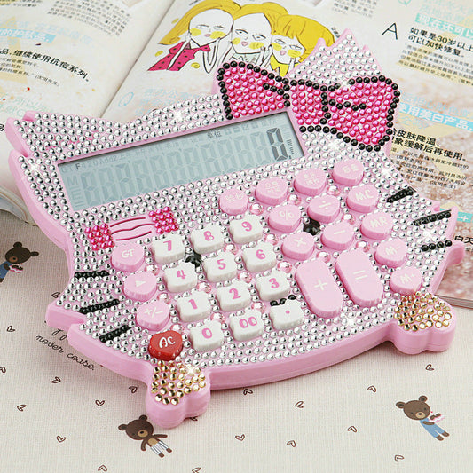 Add drill KT cat head cute cartoon voice Real person pronunciation calculator/machine with purple light banknote Crystal drill