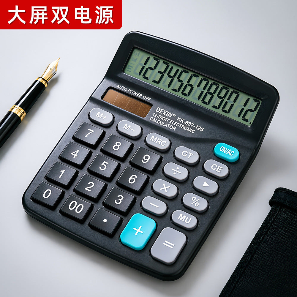 Office Supplies 837 Solar Calculator Dual Power Supply 12-Bit Large Display Accounting Computer
