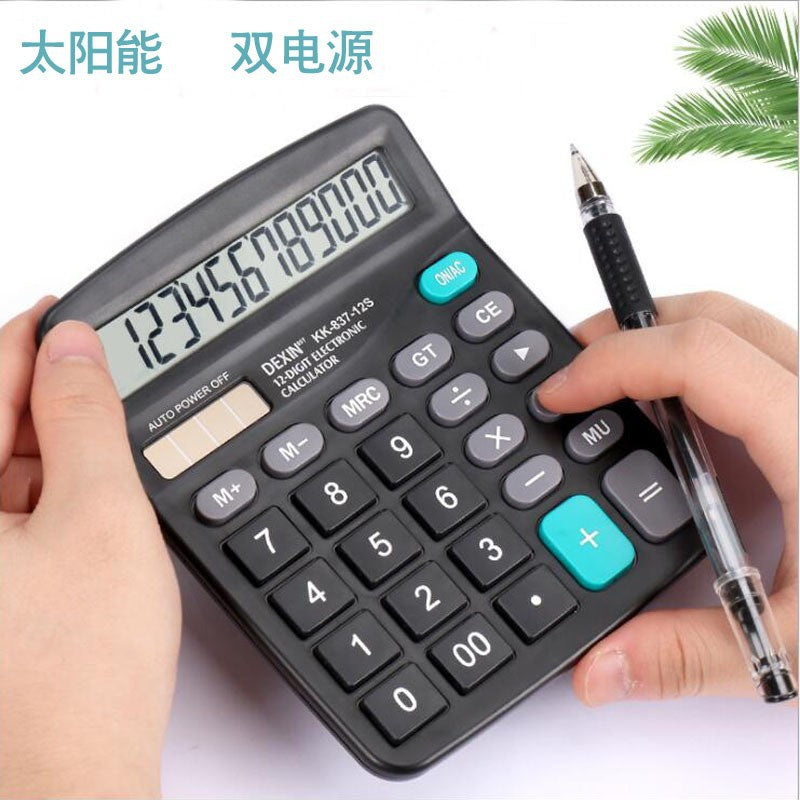 Office Supplies 837 Solar Calculator Dual Power Supply 12-Bit Large Display Accounting Computer
