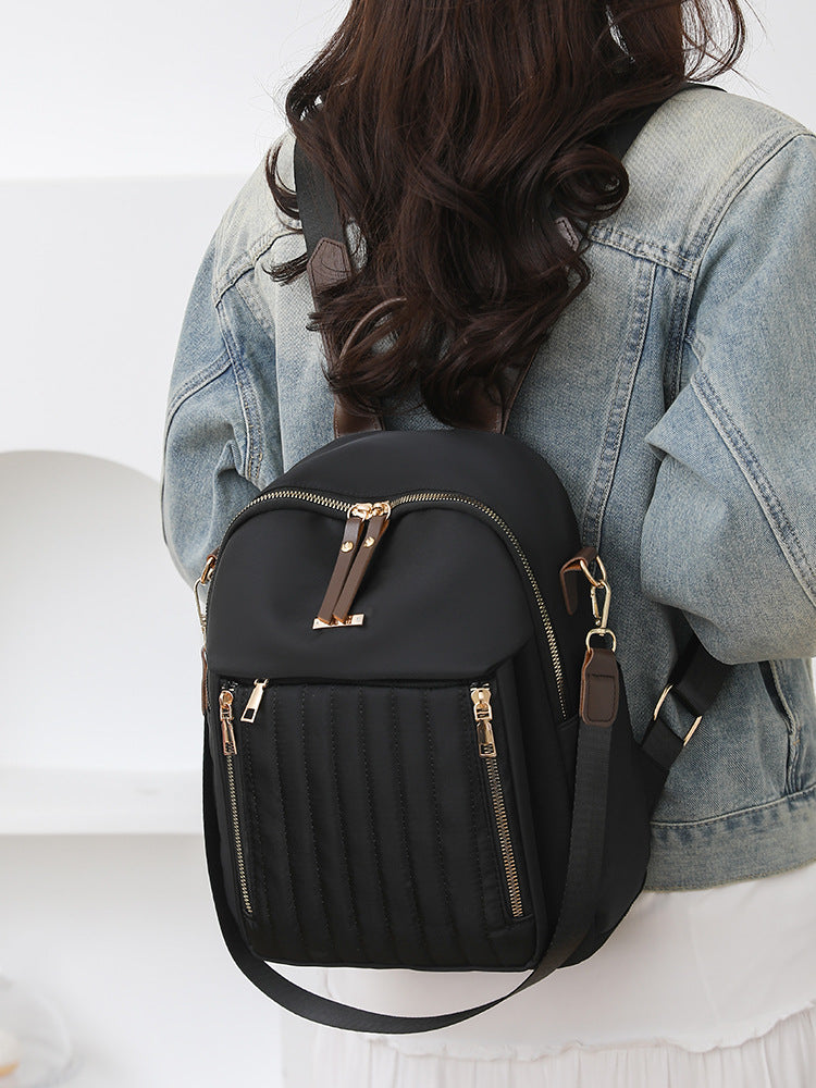 Lingge Embroidered Rucksack Women's 2025 New Arrival Korean Style All-Match Women's Backpack Large Capacity Water-repellent Travel Backpack