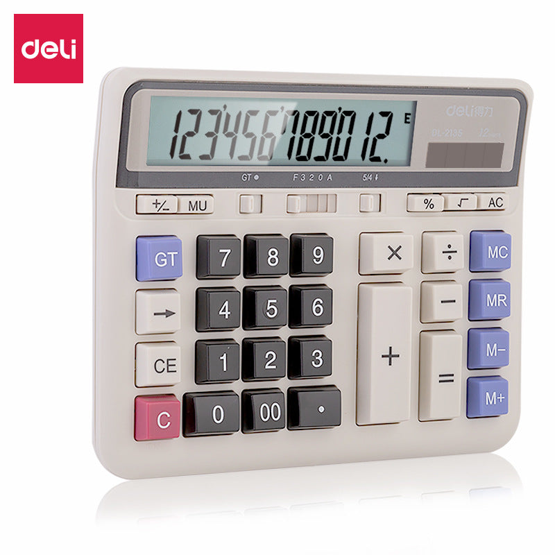 Deli 2135 computer keyboard finance bank computer dual power solar desktop office calculator