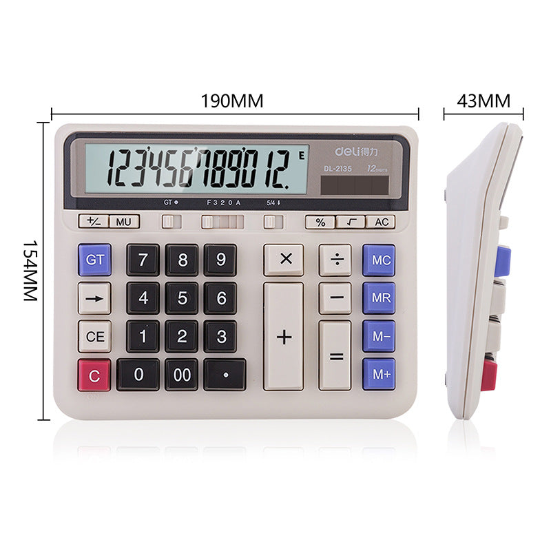 Deli 2135 computer keyboard finance bank computer dual power solar desktop office calculator