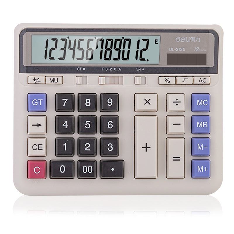 Deli 2135 computer keyboard finance bank computer dual power solar desktop office calculator