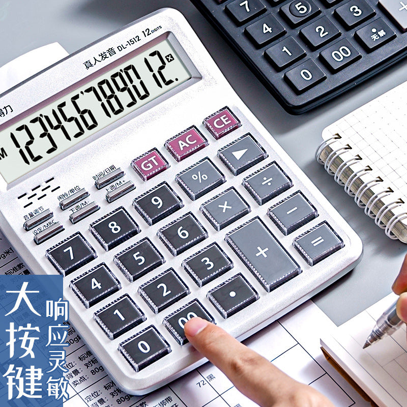 Deli 1512 medium office voice calculator large screen finance computer accounting student cashier wholesale