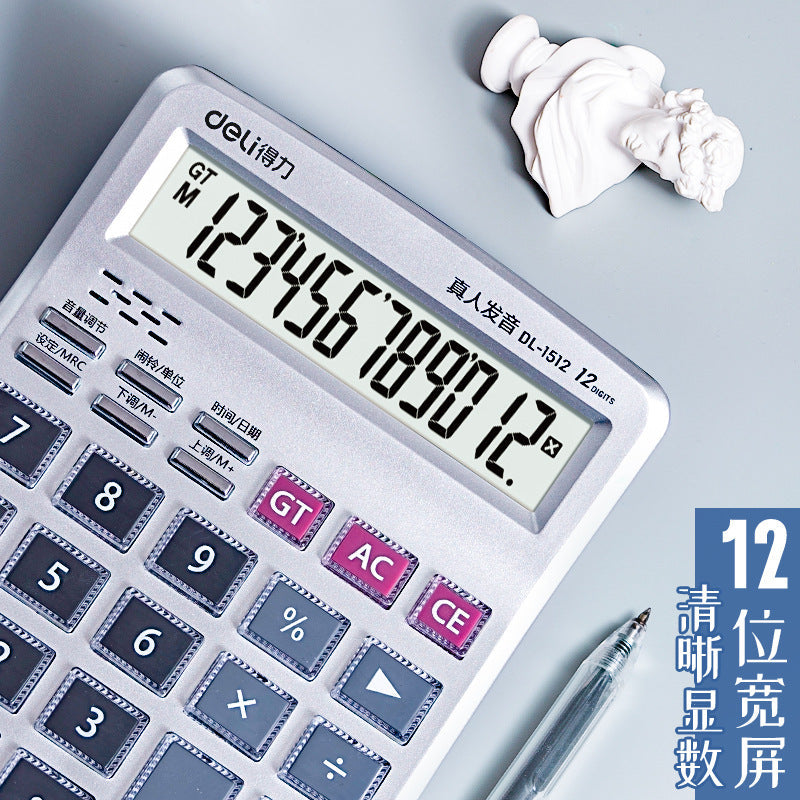 Deli 1512 medium office voice calculator large screen finance computer accounting student cashier wholesale
