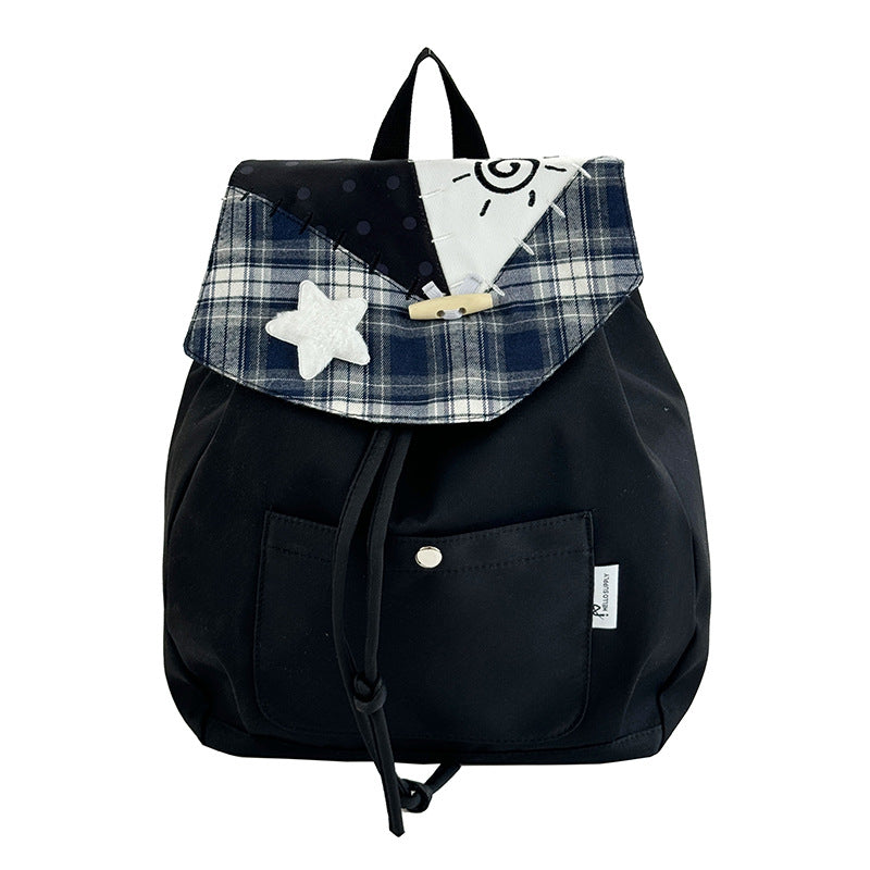 K-Style Ins Preppy Style Backpack Female Niche Design Cartoon Cute Star Student School Bag Large Capacity Backpack
