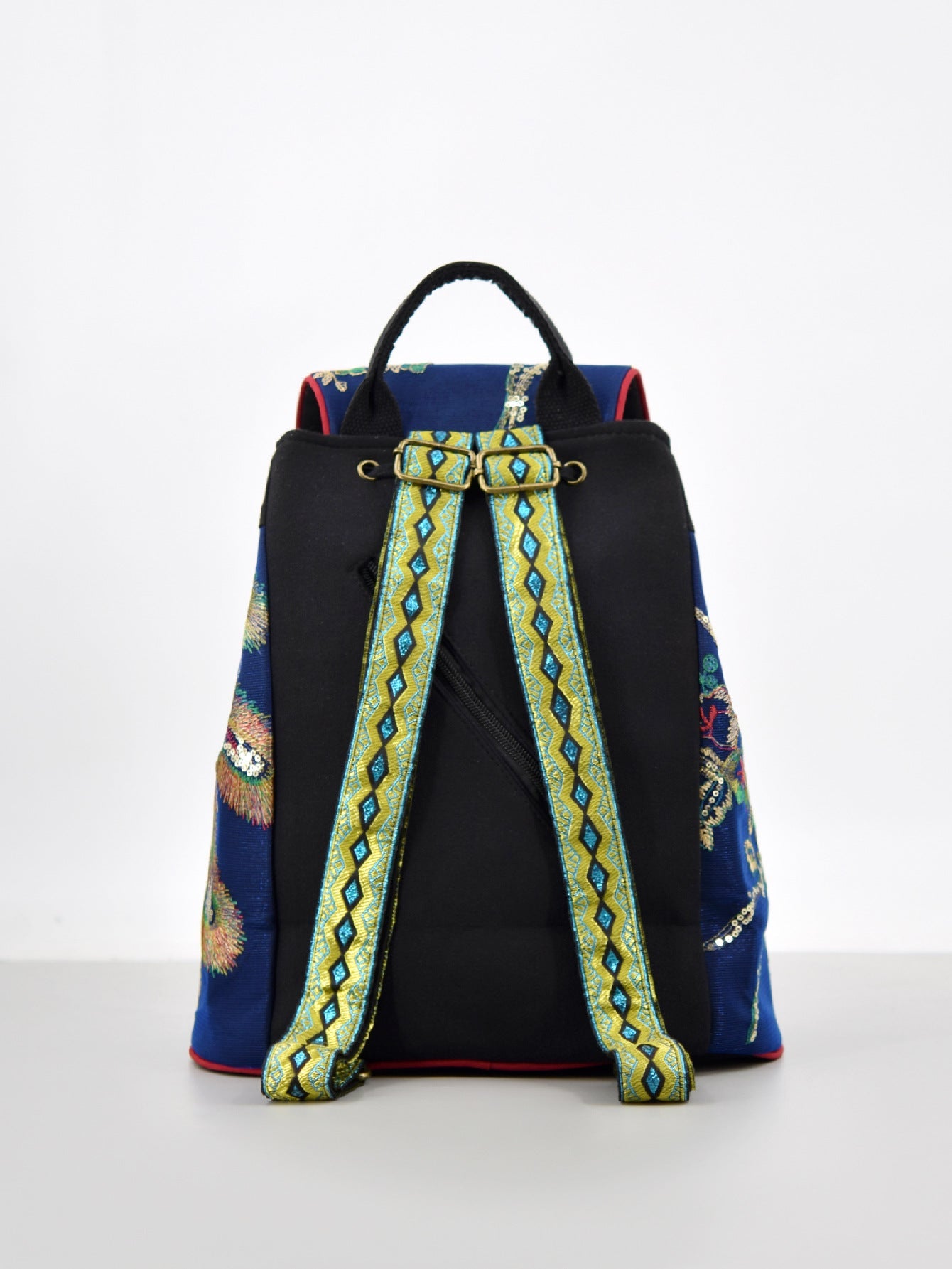 Ethnic Style Embroidered Backpack, Versatile Commuter Women's Canvas Travel Backpack, Elderly Student Bucket Backpack