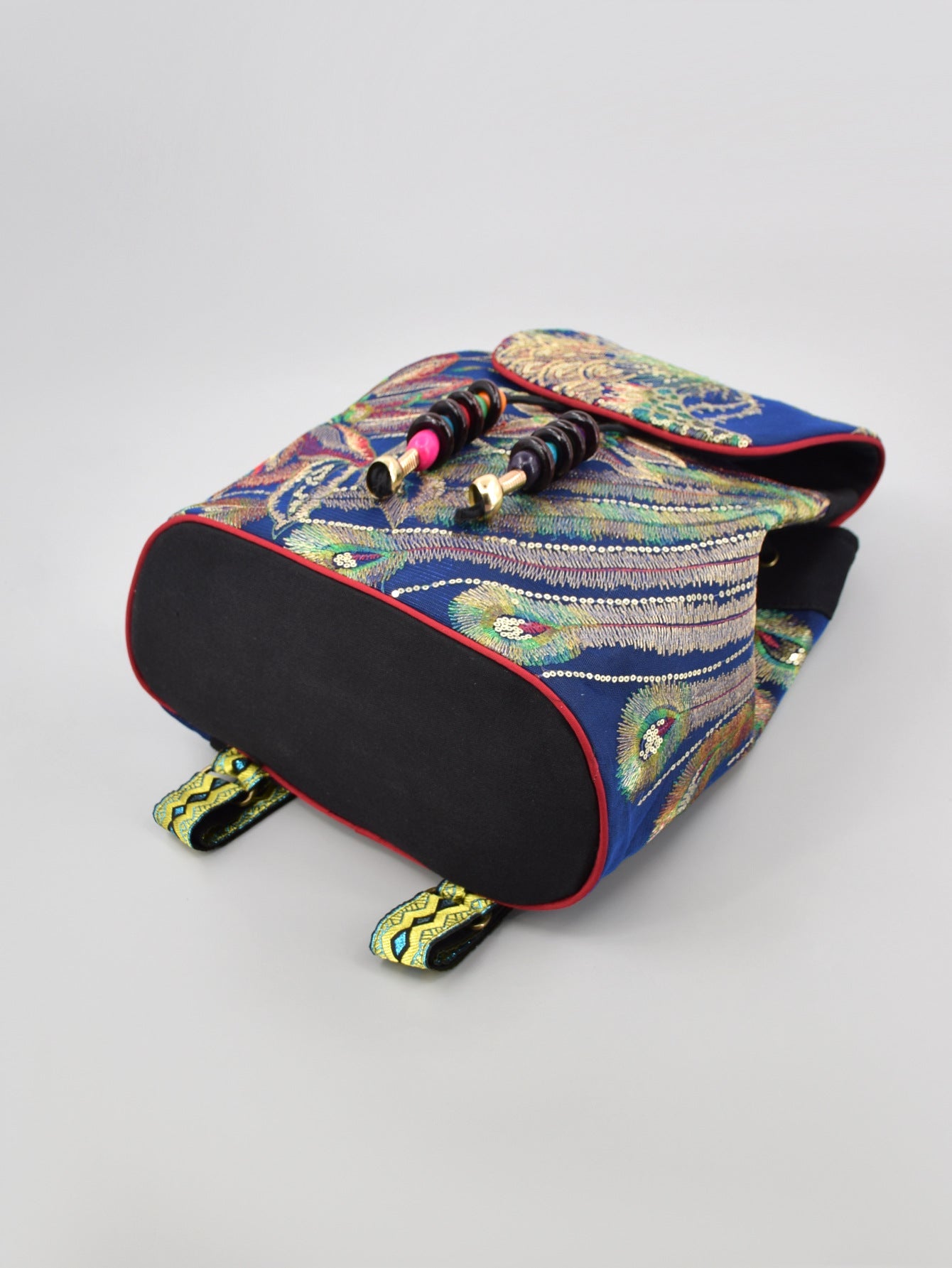 Ethnic Style Embroidered Backpack, Versatile Commuter Women's Canvas Travel Backpack, Elderly Student Bucket Backpack