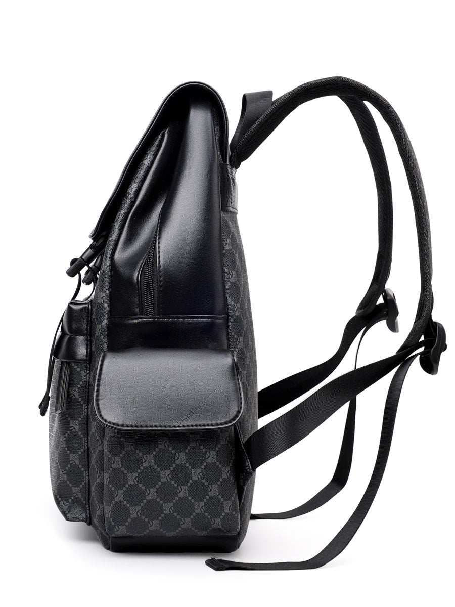 Retro Backpack Men's Checkerboard New Fashion Large Capacity Travel European and American Computer Backpack College Student Male Hanging Bag