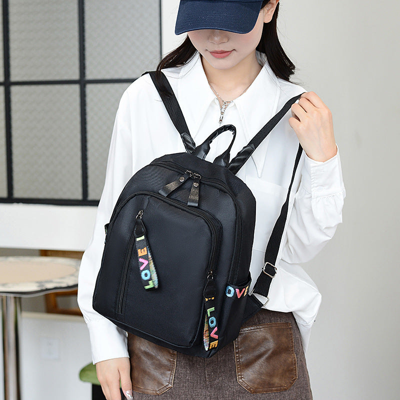 Backpack Women's Trendy 2024 Korean Version Nylon Cloth Versatile Fashion Backpack Casual Large Capacity Lightweight Travel Bag
