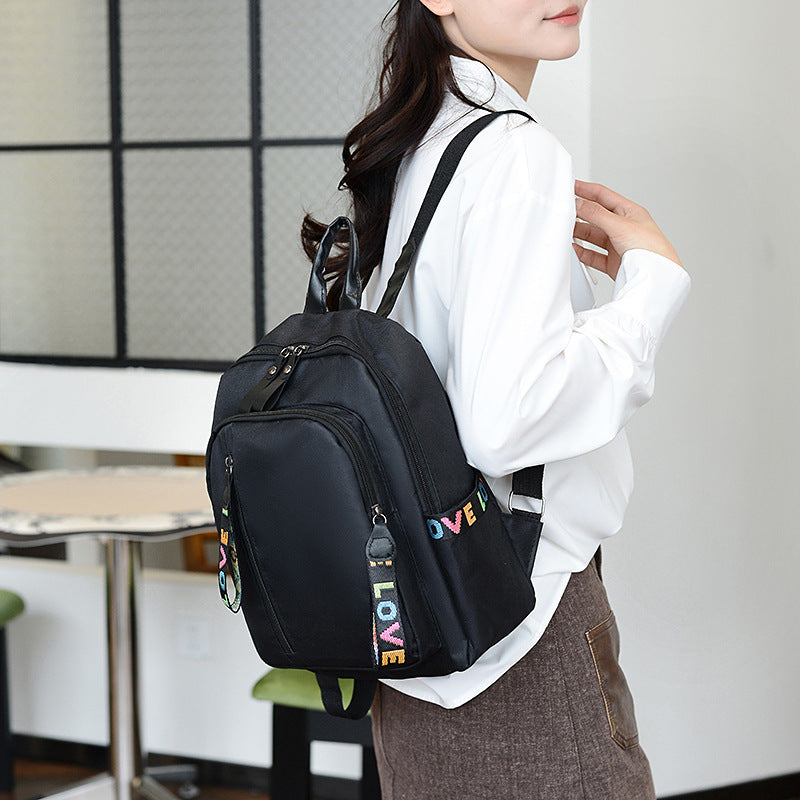 Backpack Women's Trendy 2024 Korean Version Nylon Cloth Versatile Fashion Backpack Casual Large Capacity Lightweight Travel Bag