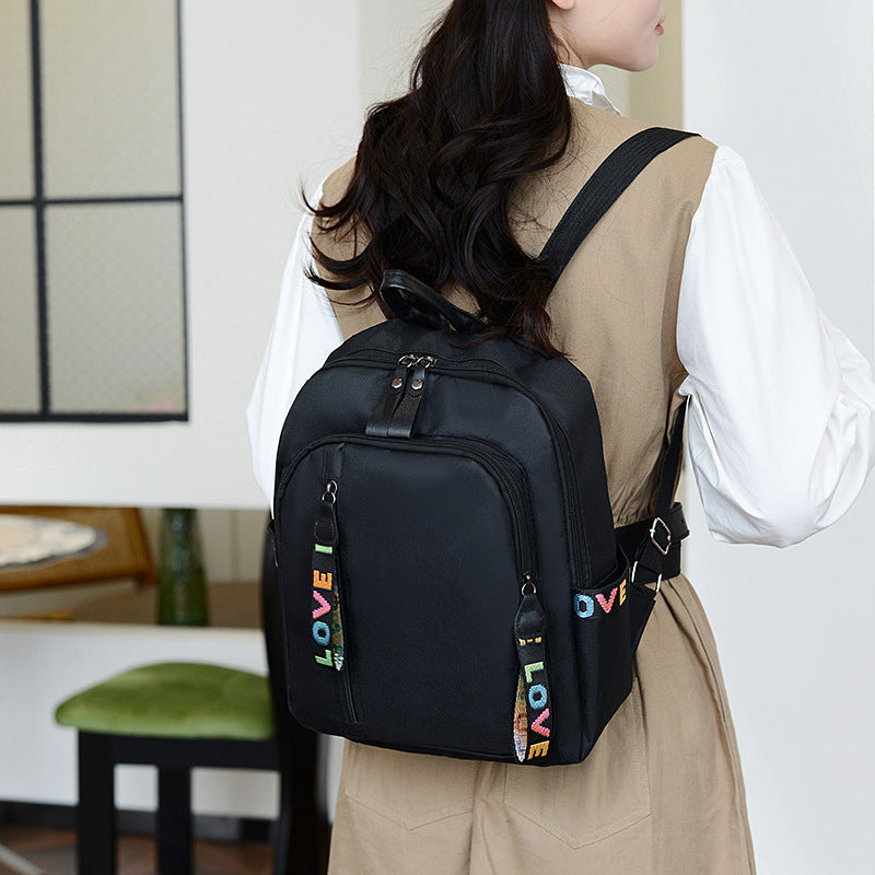 Backpack Women's Trendy 2024 Korean Version Nylon Cloth Versatile Fashion Backpack Casual Large Capacity Lightweight Travel Bag