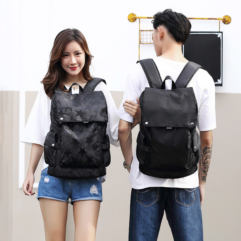 Fashionable and Personalized Male High School Student College Bag Casual Korean Style Large Capacity Campus Black Backpack