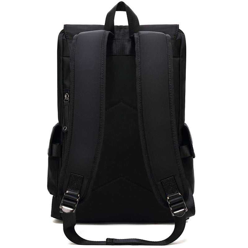 Fashionable and Personalized Male High School Student College Bag Casual Korean Style Large Capacity Campus Black Backpack