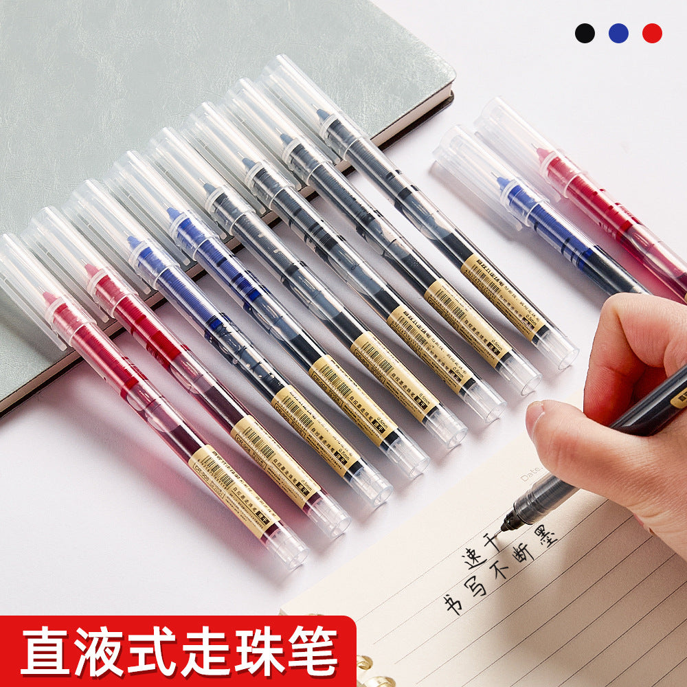 Direct Liquid Rollerball Pen, Quick-Drying Black Pen, Student Pen, Office Gel Pen, Large Capacity 0.5mm Exam Pen