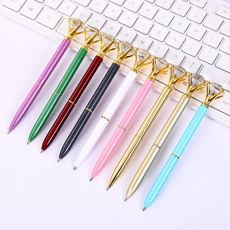 Student Creative Crystal Diamond ballpoint pen advertising pen carved LOGO cross-border large diamond pen metal ballpoint pen